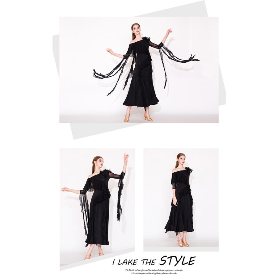 社交ダンス ドレス 練習着 競技着 長袖 レース 透け感 豪華 パーティー モダン スタンダード ルンバ 専用 発表会 開場ドレス ストレッチ レッド ブラック S-2XL |  | 08