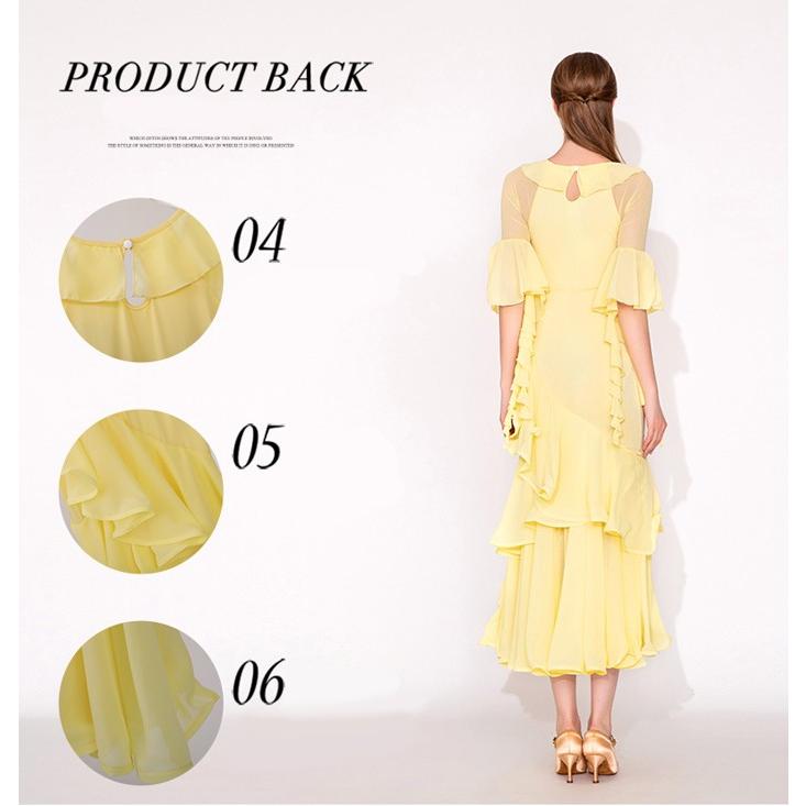 社交ダンス ドレス 練習着 競技着 長袖 レース 透け感 豪華 パーティー モダン スタンダード ルンバ 専用 発表会 開場ドレス ストレッチ ピンク イエロー S-2XL |  | 11