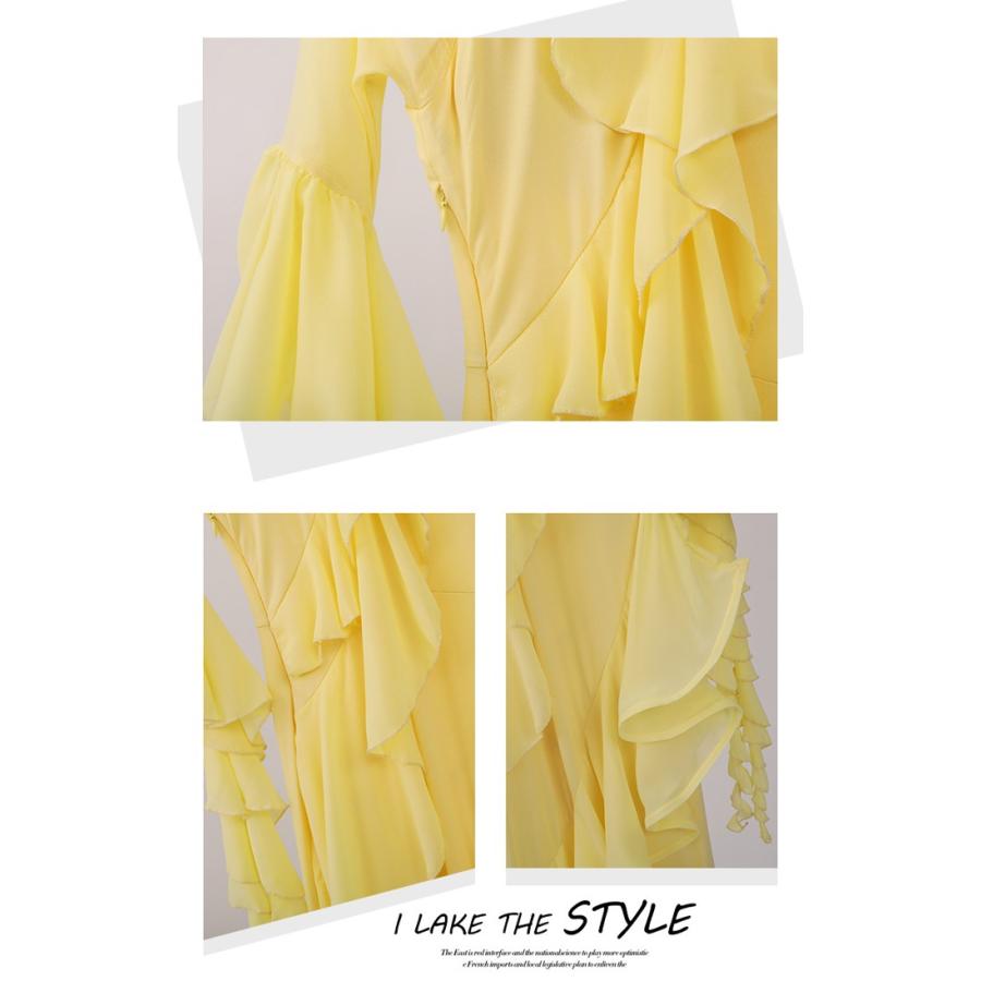 社交ダンス ドレス 練習着 競技着 長袖 レース 透け感 豪華 パーティー モダン スタンダード ルンバ 専用 発表会 開場ドレス ストレッチ ピンク イエロー S-2XL |  | 13