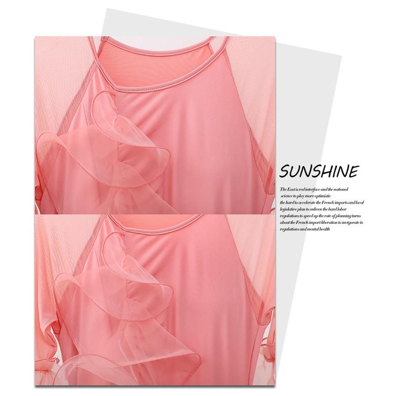 社交ダンス ドレス 練習着 競技着 長袖 レース 透け感 豪華 パーティー モダン スタンダード ルンバ 専用 発表会 ストレッチ 団体 ピンク イエロー S-2XL |  | 10