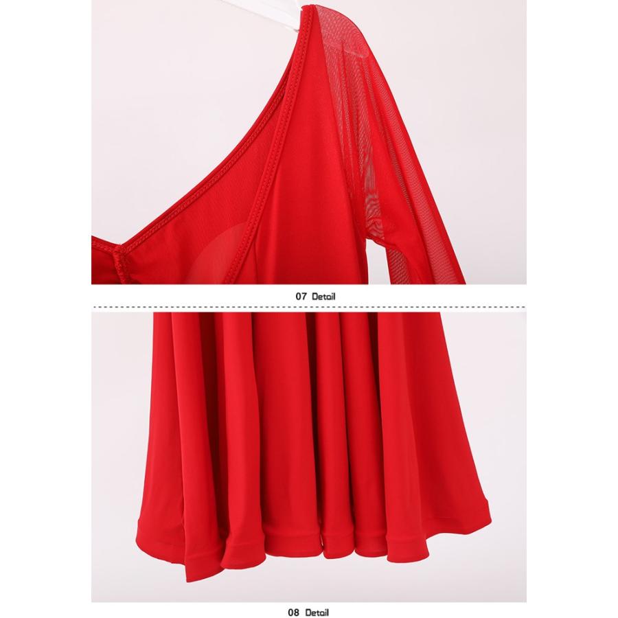 社交ダンス ドレス 練習着 競技着 ワンピース 長袖 レース 透け感 パーティー モダン スタンダード ルンバ 専用 発表会 ストレッチ 団体 レッド ブラック S-2XL |  | 14