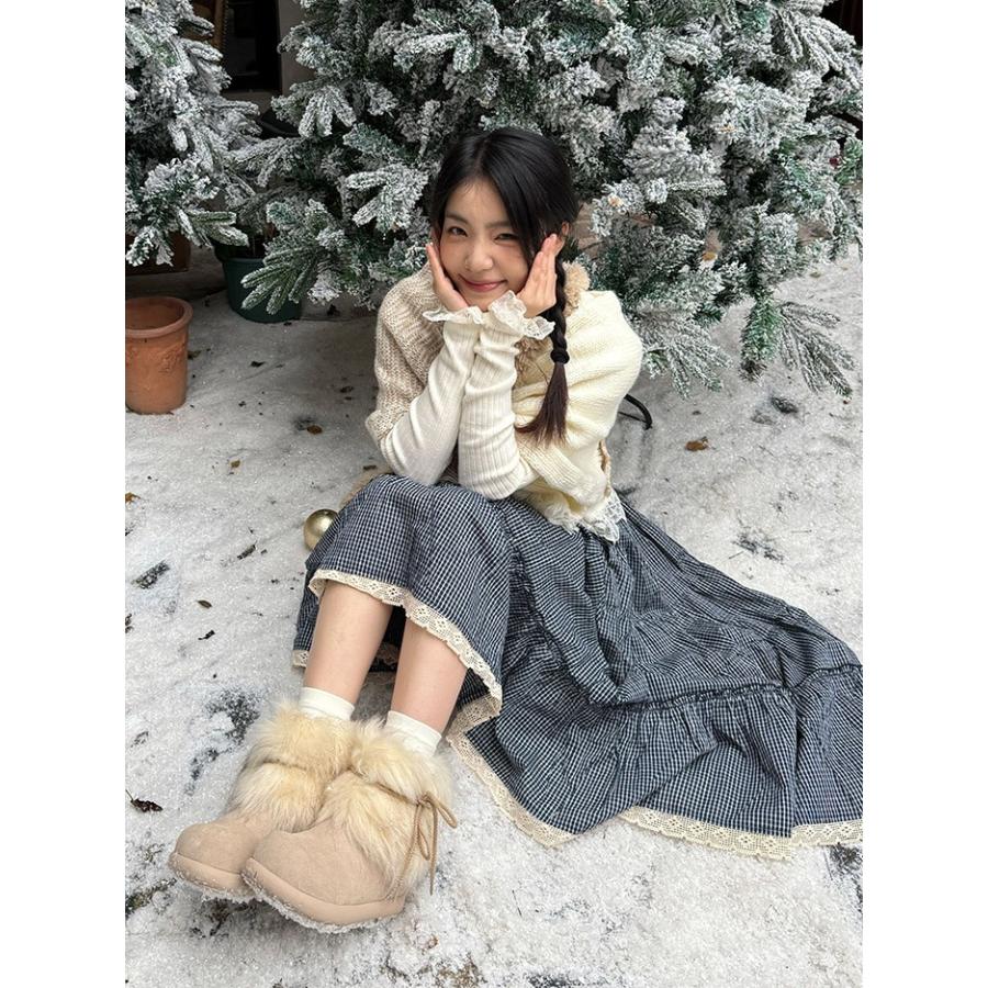 ブーツ レディース ムートンブーツ ショートブーツ 裏起毛 暖かい ファー付き レースデザイン 冬靴 防寒 美脚 カジュアル 黒 ベージュ ブラウン |  | 15