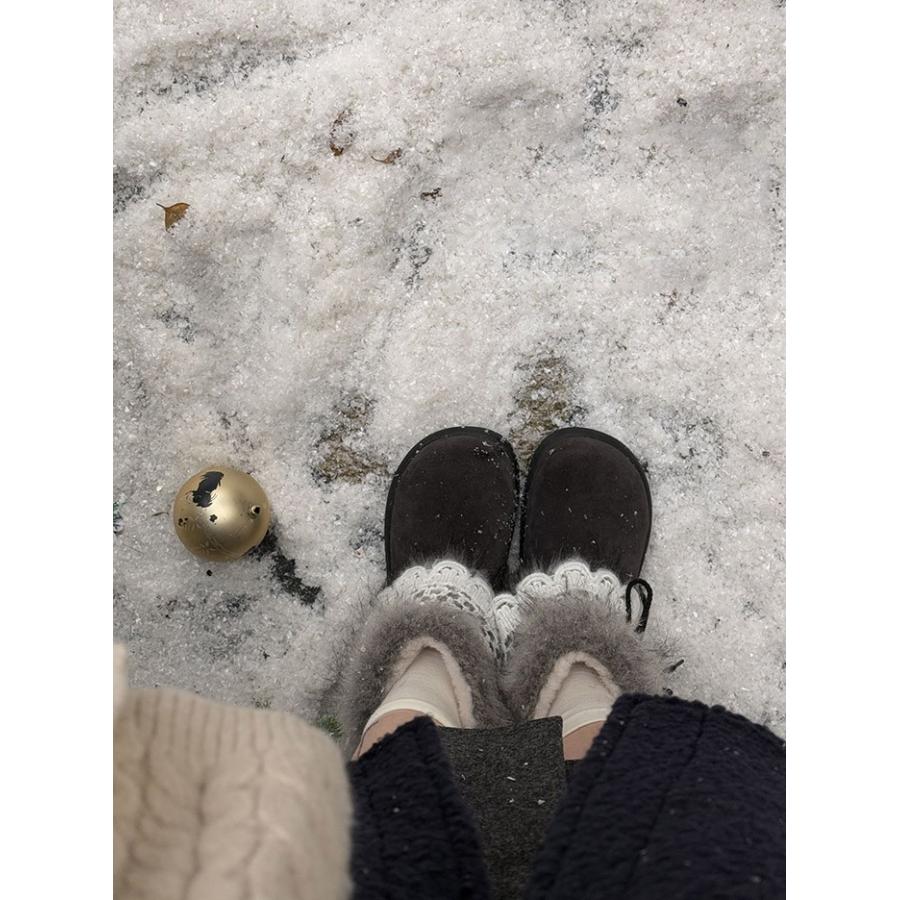 ブーツ レディース ムートンブーツ ショートブーツ 裏起毛 暖かい ファー付き レースデザイン 冬靴 防寒 美脚 カジュアル 黒 ベージュ ブラウン |  | 08