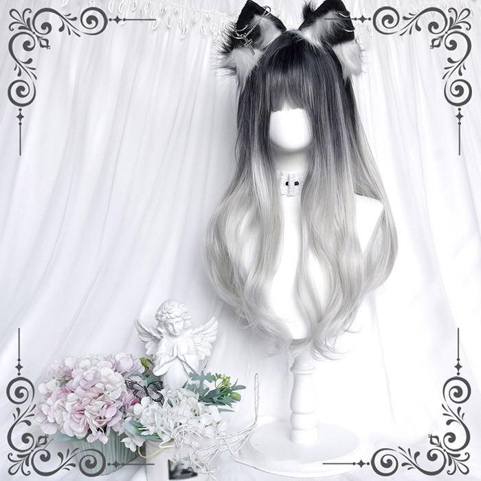 ウィッグ ロング ストレート グラデーション ブラック シルバー 前髪あり ゴシック 地雷系 病みかわ系 ロリータ ハーフ耐熱 フルウィッグ レディース コスプレ |  | 02