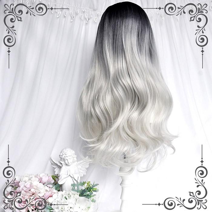 ウィッグ ロング ストレート グラデーション ブラック シルバー 前髪あり ゴシック 地雷系 病みかわ系 ロリータ ハーフ耐熱 フルウィッグ レディース コスプレ |  | 03