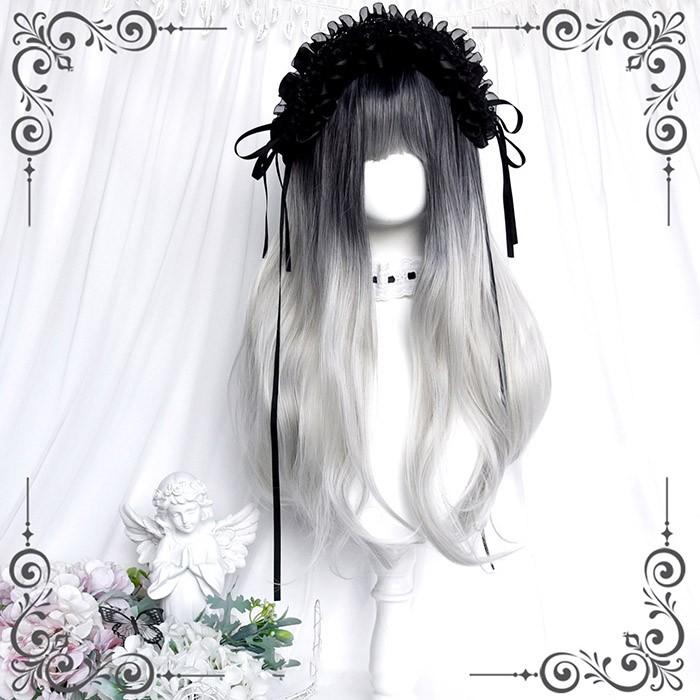 ウィッグ ロング ストレート グラデーション ブラック シルバー 前髪あり ゴシック 地雷系 病みかわ系 ロリータ ハーフ耐熱 フルウィッグ レディース コスプレ |  | 04