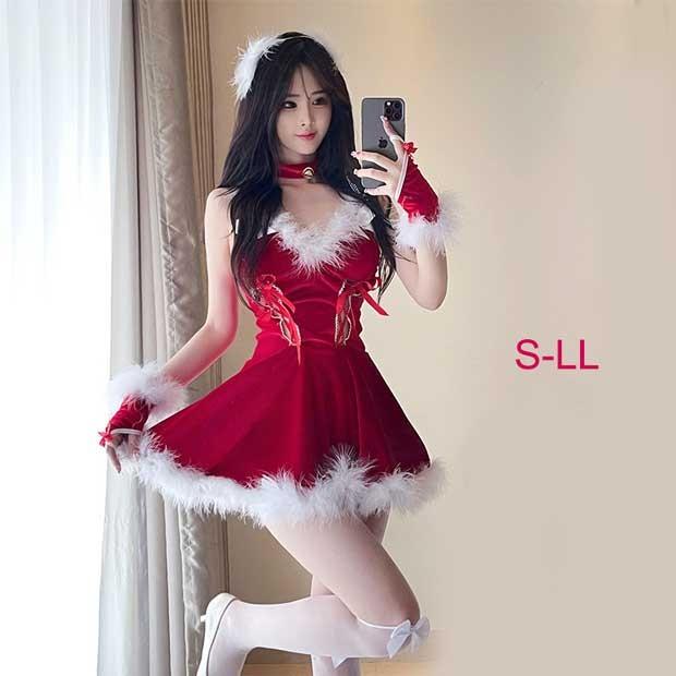 クリスマス レデイース かわいい 袖なし ワンピース ダンスパーテイー コスプレ 衣装 セクシー 仮装舞踏会 男ウケ メイド服 ピンク レッド | 