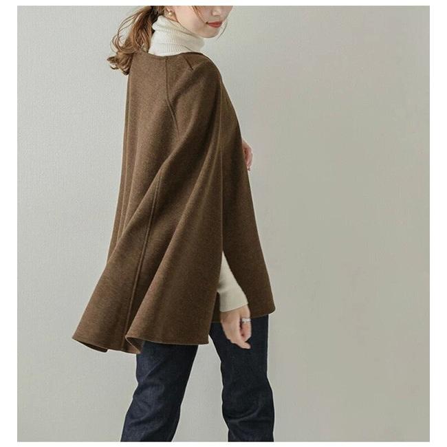 Ebagos ブラウングレー ポンチョスタイル ケープコート Ebagos ブラウングレー ポンチョスタイル ケープコート Ebagos