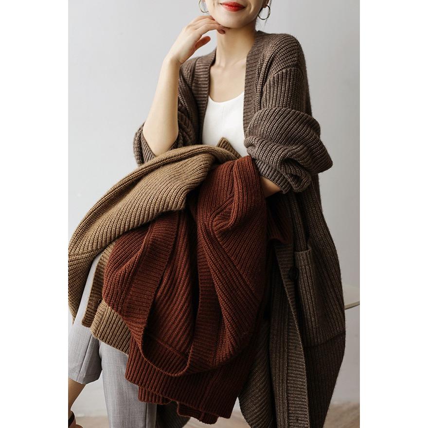 ロングカーディガン トップス 秋冬 厚手  上品 シンプル オフィス 秋冬コーデ 羽織り  暖かい 大きいサイズ ゆったり オーバーサイズ |  | 01