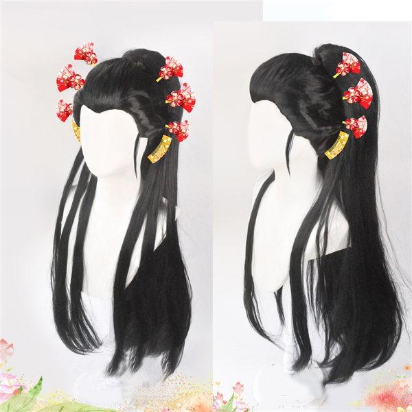 ウィッグ コスプレ 鬼滅の刃 堕姫（だき）耐熱 髪飾り追加可