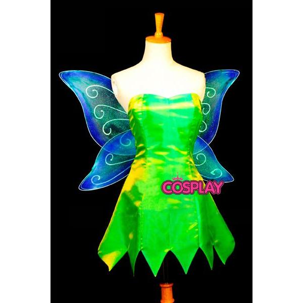 コスプレ衣装 ウイッグ付き Tinker Bell ディズニー ティンカーベル コスプレ衣装 翼付き｜fullgrace｜02
