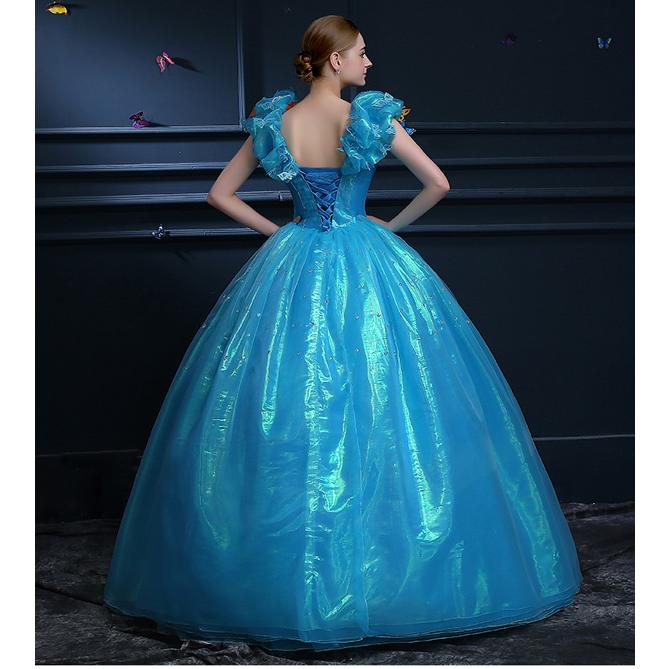 シンデレラ コスプレドレス 水色 フリーサイズ　高品製 ディズニー Cinderella シンデレラ プリンセスドレス ハロウィン