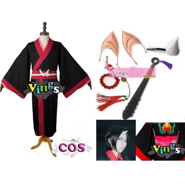 コスプレ衣装 フルセット 鬼灯 鬼灯の冷徹 コスプレ衣装 鬼灯の冷徹 鬼灯 ウィッグ 道具 鬼角付き 木屐追加可