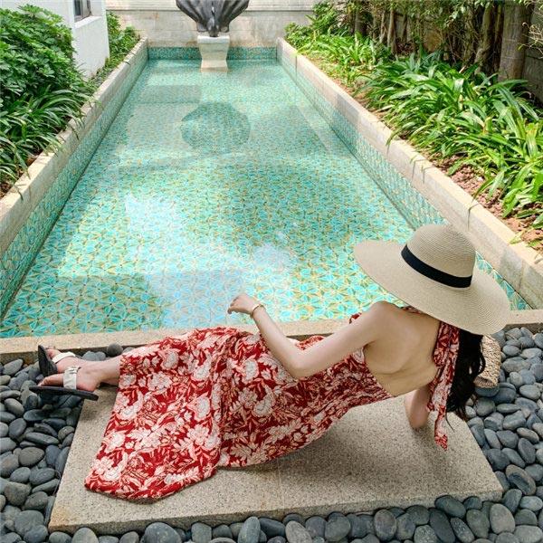 背中 開き ワンピース リゾートワンピ ハワイ 花柄 リゾートワンピース