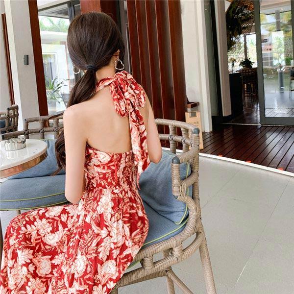 背中 開き ワンピース リゾートワンピ ハワイ 花柄 リゾートワンピース