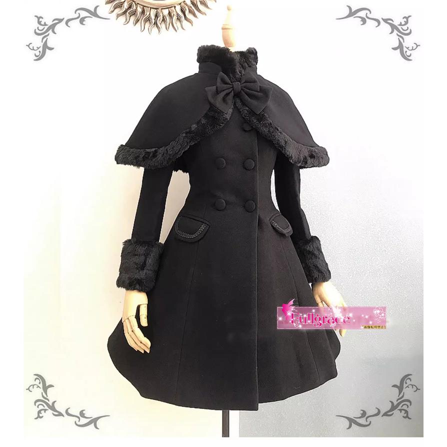 オーダー品」LOLITA ラシャコート 幼女 可愛い少女 マント付き 毛皮の