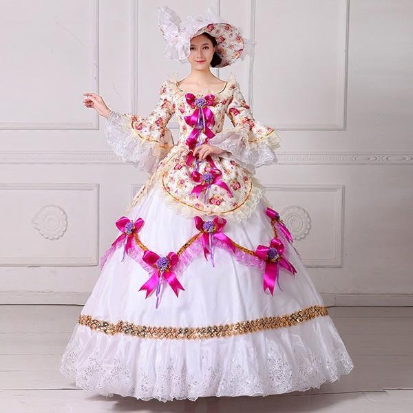 XmasSale アンネローゼ王妃 艶めくパールホワイトの豪華プリンセスドレス ホワイトドレス オペラ 声楽 中世貴族風豪華お姫様ドレス ウェディング