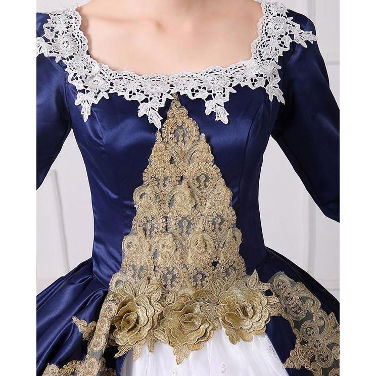 ネイビードレス オペラ 声楽 中世貴族風豪華お姫様ドレス ウェディング