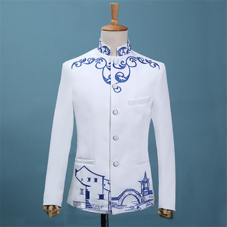 マオカラースーツ 大人用 大会 司会者 メンズ 男性用 刺繍 ステージ