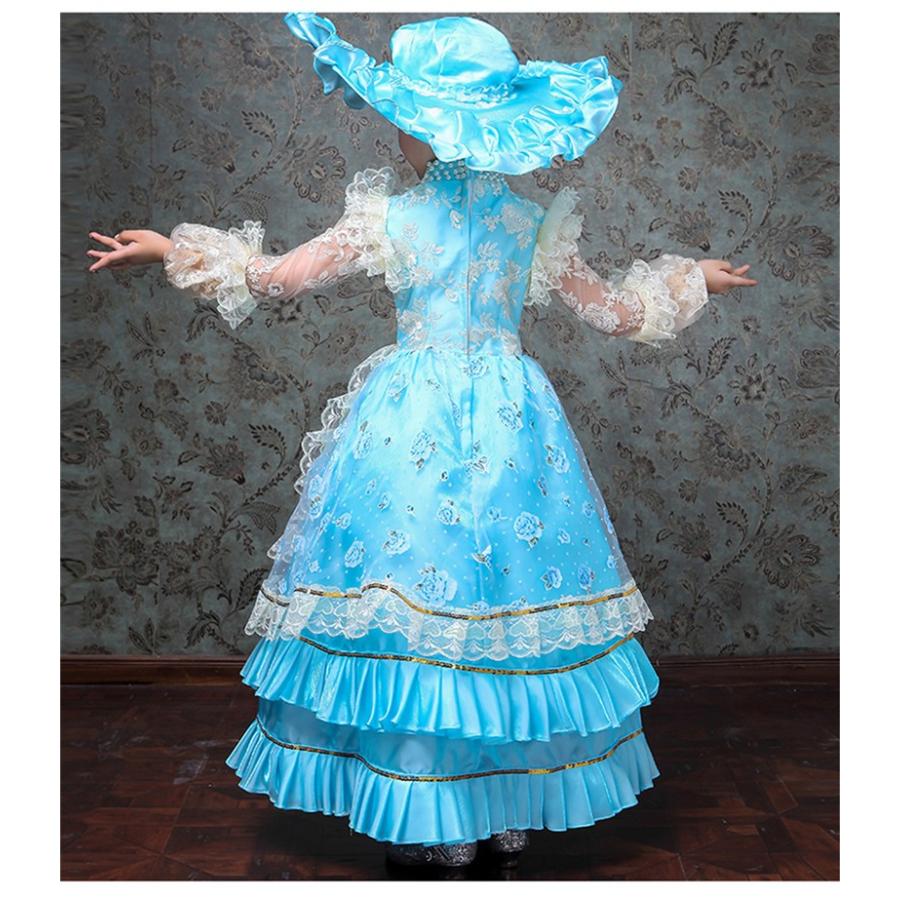 子供服 ワンピース オペラ 声楽ドレス 司会 劇場 歌劇 ステージ衣装 お姫様ドレス 貴族ドレス 豪華に見える 中世 ブルードレス D9169c0 フルグレース 通販 Yahoo ショッピング