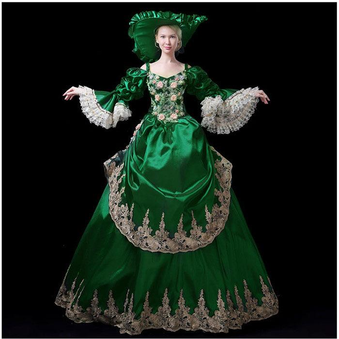 ダークグリーン 欧風貴族 服 女性用 西洋の衣装 ロングドレス ステージ衣装 パレード 余興に ハロウィン D9195c0 フルグレース 通販 Yahoo ショッピング