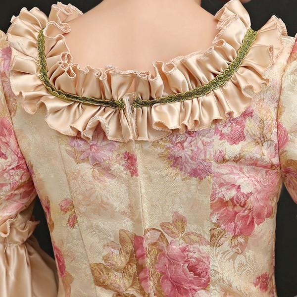 花柄 豪華ロングドレス ステージ衣装としても最適 お姫様ドレス プリンセスライン 貴婦人 貴族 服 プリンセスラインお姫様ドレス_5