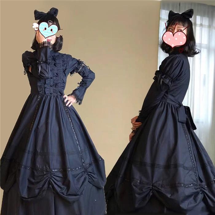 貴族 服ドレス 仮面舞踏会ドレス ゴシック様式 ビクトリア 風 学園祭 文化祭 舞踏会 S~XL 黒 コスチューム パーティードレス 衣装 コスプレ ハロウィンの画像