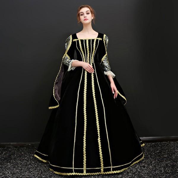豪華ロングドレス ステージ衣装としても最適 お姫様ドレス プリンセスライン 貴婦人 貴族 服 プリンセスラインお姫様ドレス