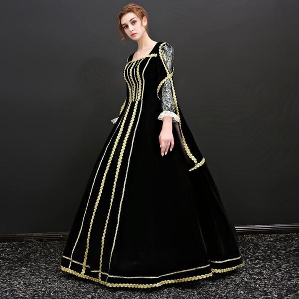 豪華ロングドレス ステージ衣装としても最適 お姫様ドレス プリンセスライン 貴婦人 貴族 服 プリンセスラインお姫様ドレス_2
