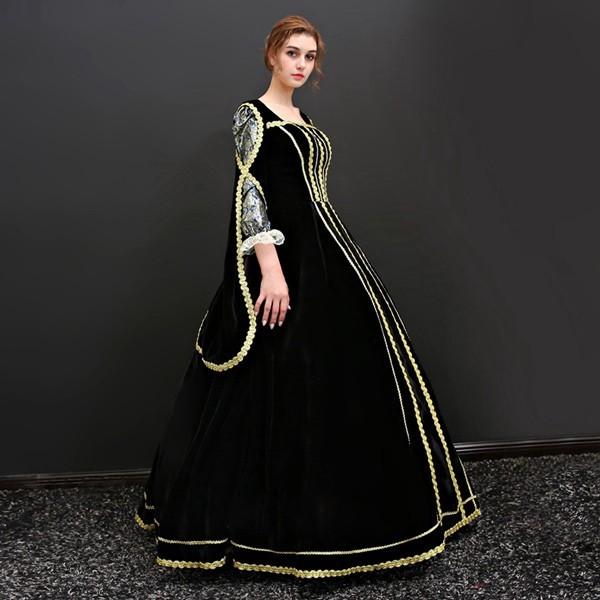 豪華ロングドレス ステージ衣装としても最適 お姫様ドレス プリンセスライン 貴婦人 貴族 服 プリンセスラインお姫様ドレス_3