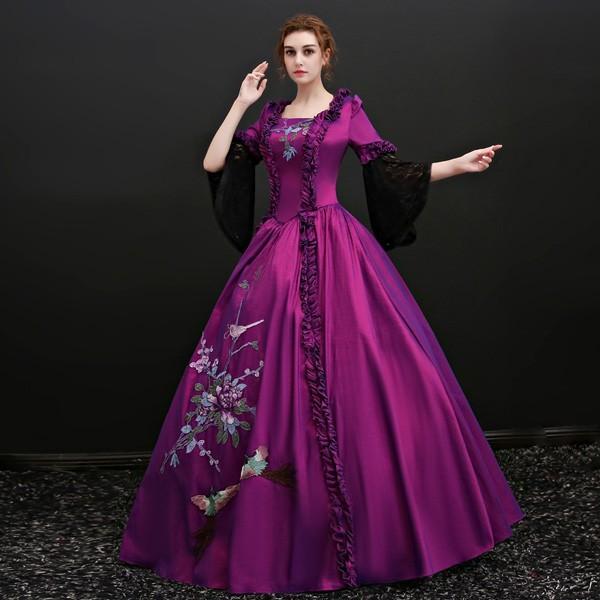 パープルロングドレス ステージ衣装としても最適 お姫様ドレス プリンセスライン 貴婦人 貴族 服 プリンセスラインお姫様ドレス |  | 01