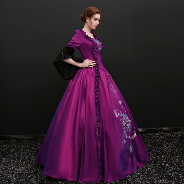 パープルロングドレス ステージ衣装としても最適 お姫様ドレス プリンセスライン 貴婦人 貴族 服 プリンセスラインお姫様ドレス |  | 02