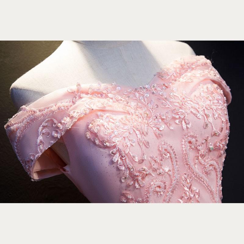 ロングドレス 演奏会 刺繍 ステージ カラードレス ウエディングドレス ピンク 10代 20代 30代 パーティードレス 礼服 お花嫁ドレス 豪華 イベント_3