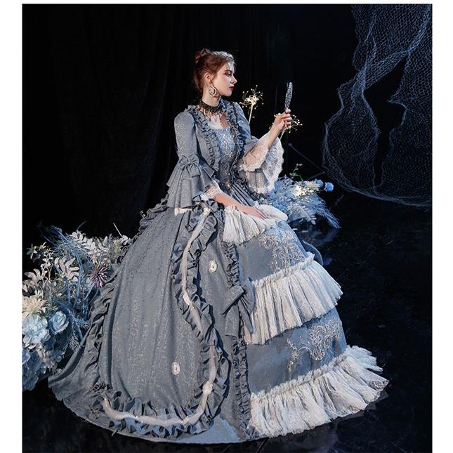 ロココ調 中世 ドレス プリンセス 女性用 宮廷風 貴族ドレス 仮面舞踏会 女性用 コスチューム 舞台ステージ衣装 ヨーロッパ クリスマス 学園祭 文化祭|fullgrace|02