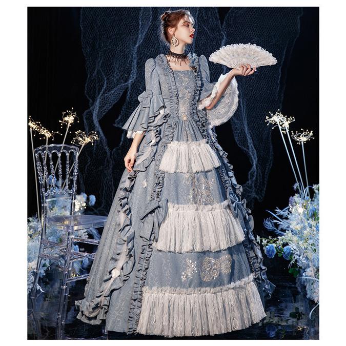 ロココ調 中世 ドレス プリンセス 女性用 宮廷風 貴族ドレス 仮面舞踏会 女性用 コスチューム 舞台ステージ衣装 ヨーロッパ クリスマス 学園祭 文化祭|fullgrace|05