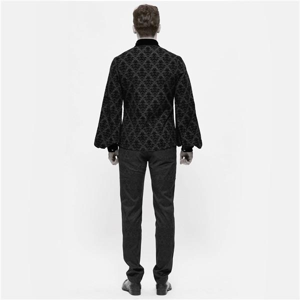 ブラウス ヴィンテージ パンク＆ゴシック 中世 ルネッサンス 17世紀 シャツ 男性用 コスチューム  トップス ブラック_3