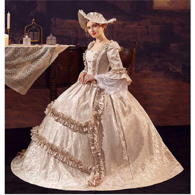 プリンセスドレス ロングドレス 華麗な 宮廷ドレス レディース ロングドレス ロココ 貴族ドレス 18世紀