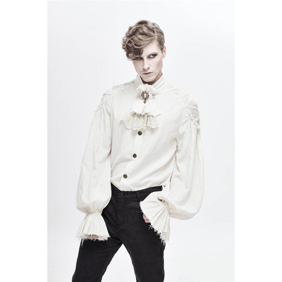 ゴシック風 トップス舞台ステージ衣装 ヨーロッパ中世 ルネッサンス 綿 麻 男性用 GOTHIC シャツ パンク中世 ブラック ホワイトS~4XL_4