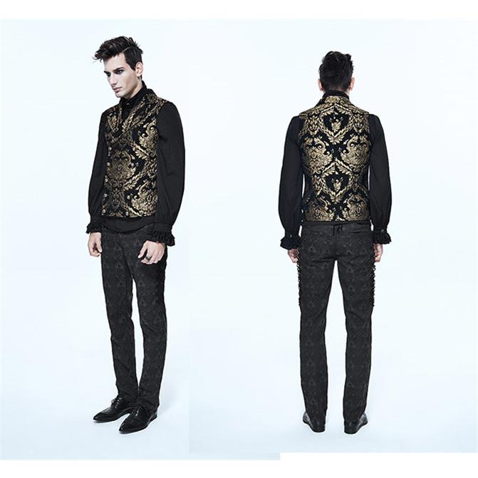 メンズ 二重ボタン ベスト ゴシック衣装 ジャガード織 宮廷服 無袖