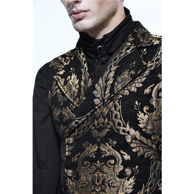 メンズ 二重ボタン ベスト ゴシック衣装 ジャガード織 宮廷服 無袖