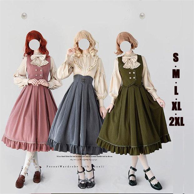 ロリータ ワンピース ジャンパースカート 春 ブラウス追加可 トップス