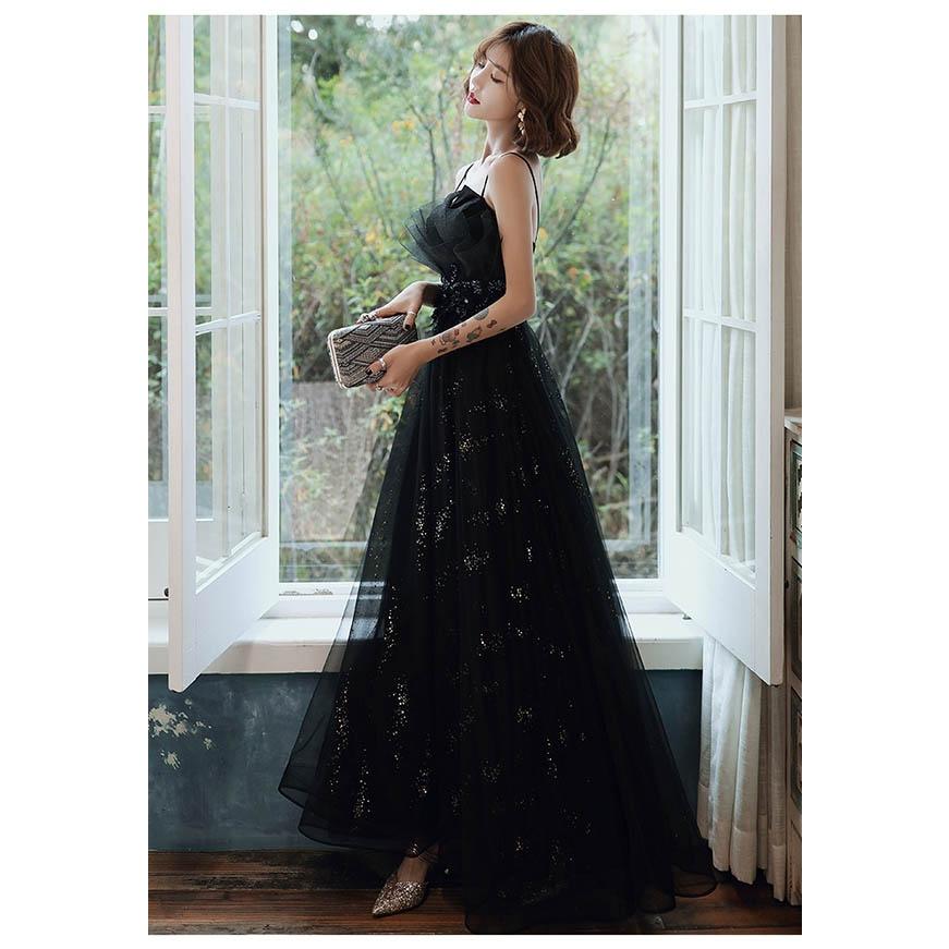 ロングドレス 演奏会 キャミソール ノースリーブ キラキラ ロング丈