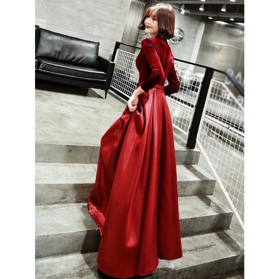 ロングドレス ドレス 忘年会 フォーマル 袖付き ピアノ 発表会 パーティードレス 結婚式 レディース ワンピース 謝恩会 披露宴 赤 黒 Da066t2 フルグレース 通販 Yahoo ショッピング