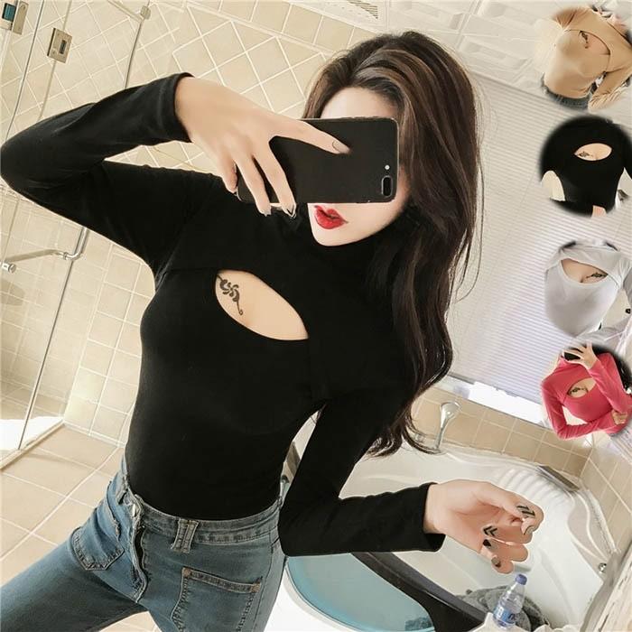 胸開きタートルネック セーター レディースファッション ニット セーター ホワイト ブラック セクシー トップス 長袖 カット Da073wy フルグレース 通販 Yahoo ショッピング