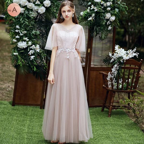 【新品】パーティー ドレス フリル ロング ワンピース 結婚式 二次会 L v 結婚式・お呼ばれ対応 | フリルワンピースパーティードレス