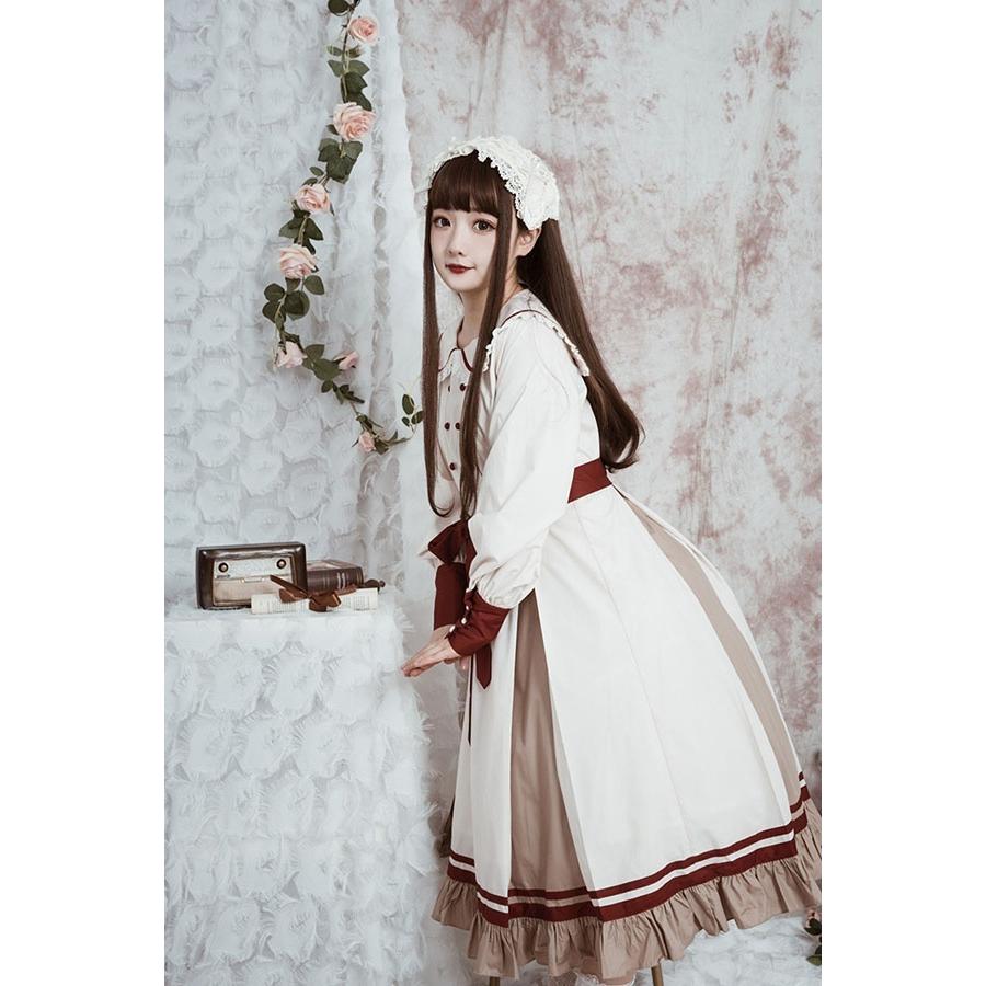 ロリータ ワンピース ゴスロリ レディース Lolita 長袖 ミディアム丈 A