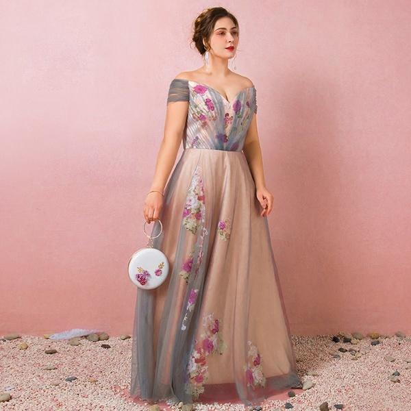 ロングドレス 二次会 花嫁 花柄ワンピース 体型カバー 締上げタイプ サイズ指定可 フォーマルドレス 結婚式 披露宴 女子会 発表会 演奏会_1