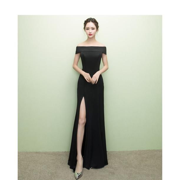 黒ドレス ロングドレス 演奏会 黒 スリット 結婚式 披露宴 発表 黒ドレス ロングドレス 演奏会 黒 スリット 結婚式 披露宴 発表
