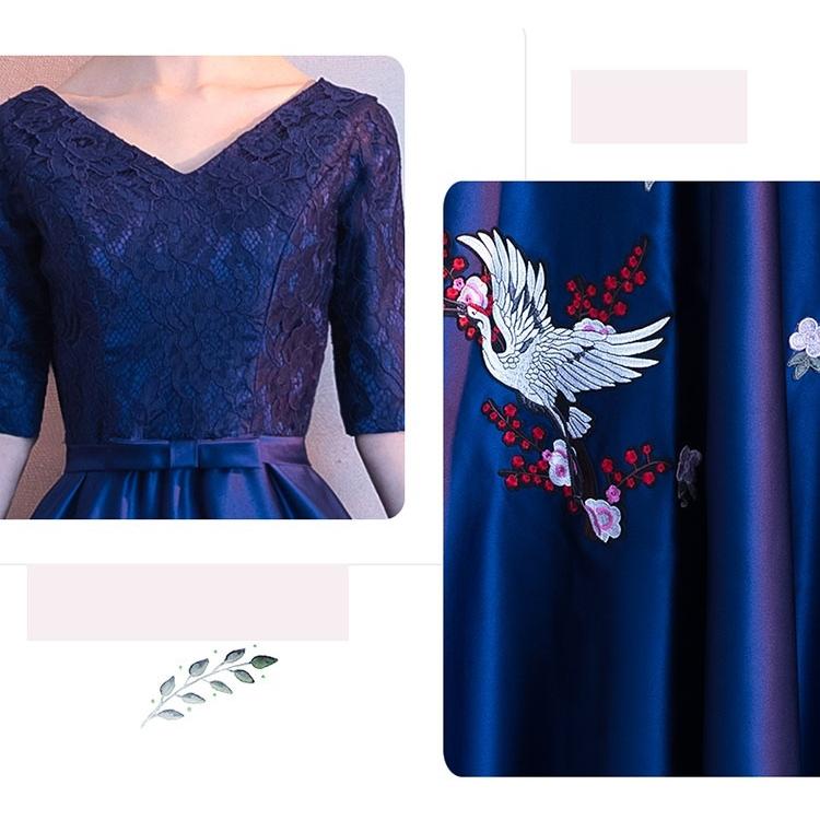 2カラー・5サイズ】ロングドレス パーティー 黒 ブルー 演奏会 袖付き