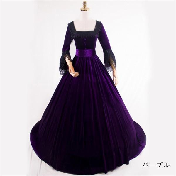 受注生産 ベロア 貴族 服ドレス 仮面舞踏会ドレス ゴシック様式 ビクトリア 風 女王 劇場 コスチューム ワンピース パーティードレス |  | 03